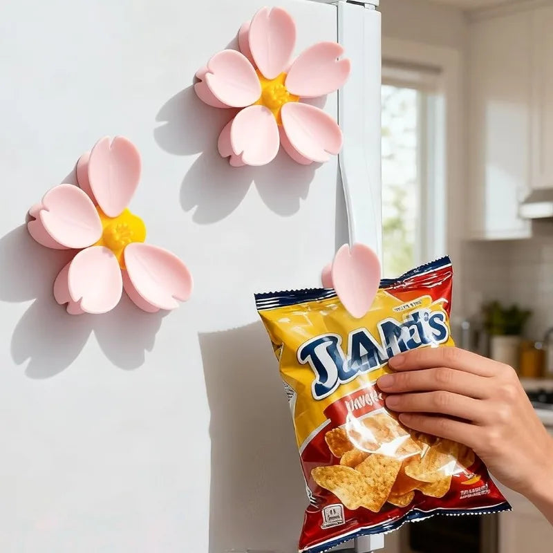 Sakura Magnetic Bag Sealing Clips – Petal Fridge Clips Set Magnetic Sealing Clips Qme