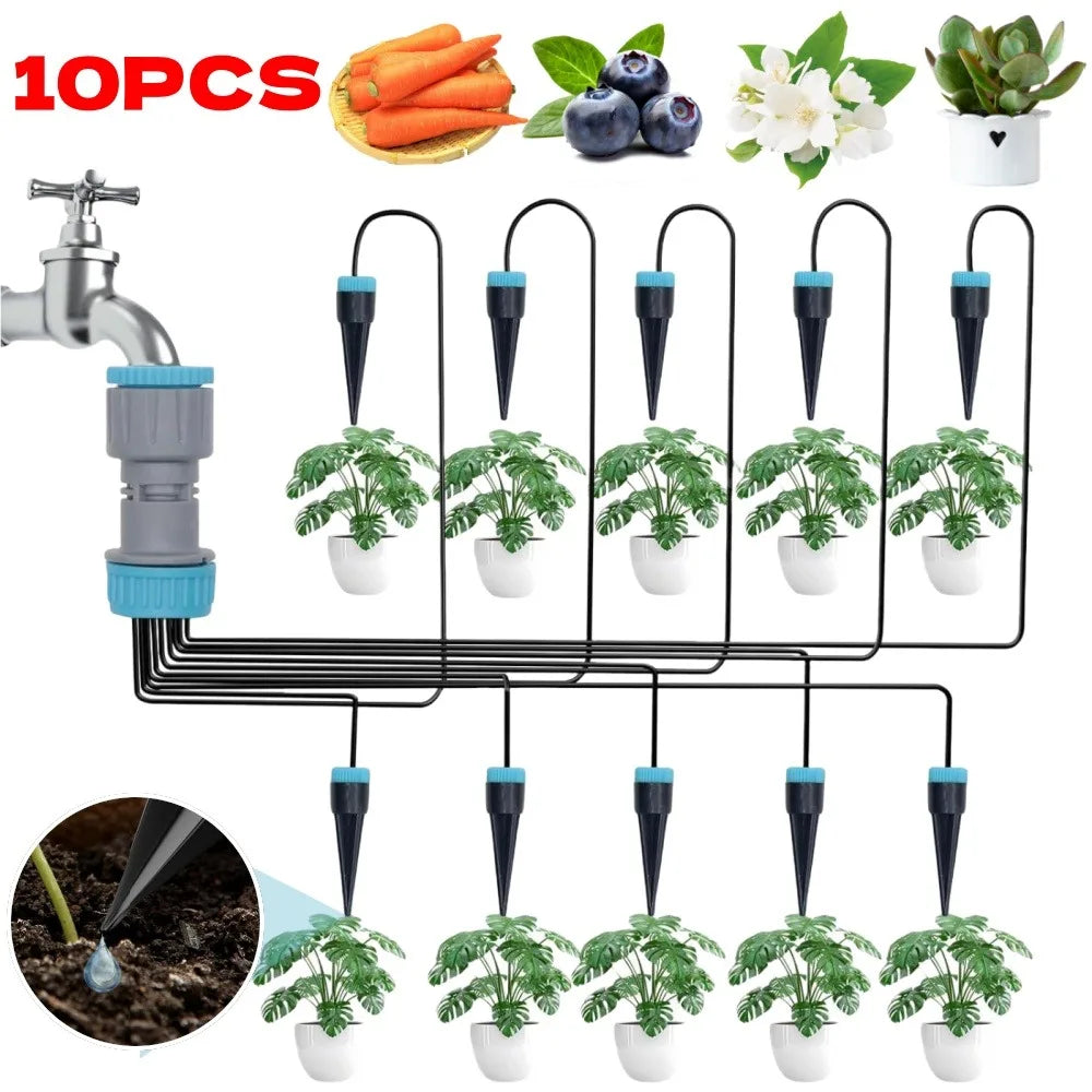 Automatic Drip Irrigation Kit – 10-Piece Garden Watering Nozzles Drip Irrigation Kit Qme