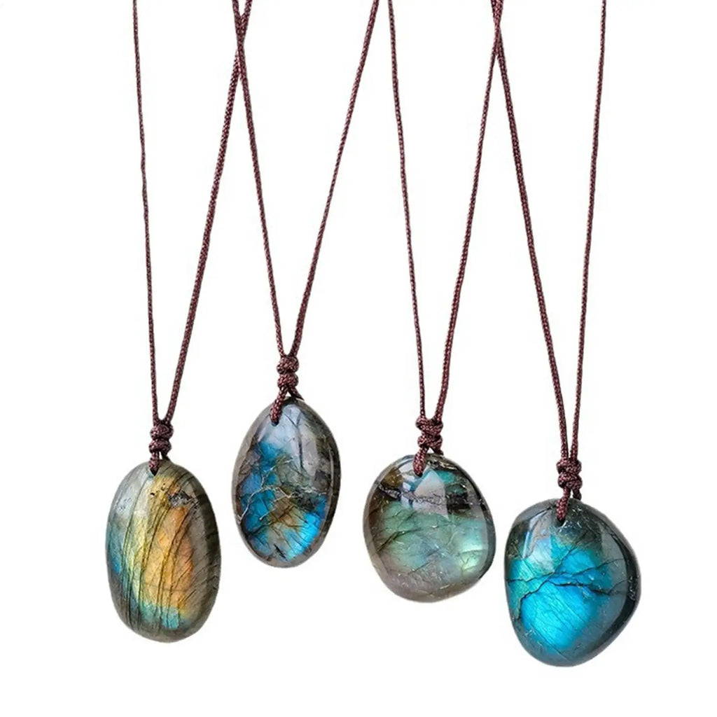 Labradorite Stone Pendant Necklace | Elegant Gift for Her Stone Pendant Necklace Qme