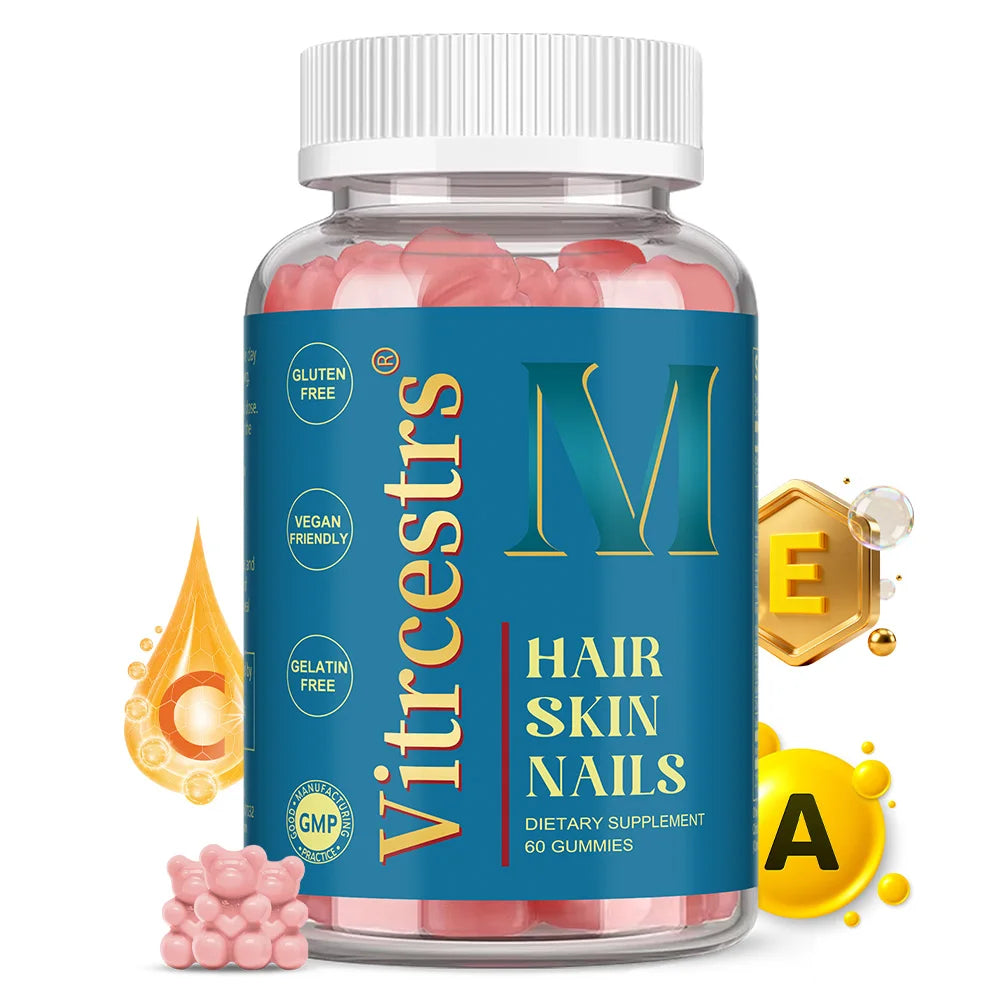 Hair Skin & Nails Gummies – Biotin, Vitamin C & E | STRESSXCEL Beauty Supplement Gummies Qst