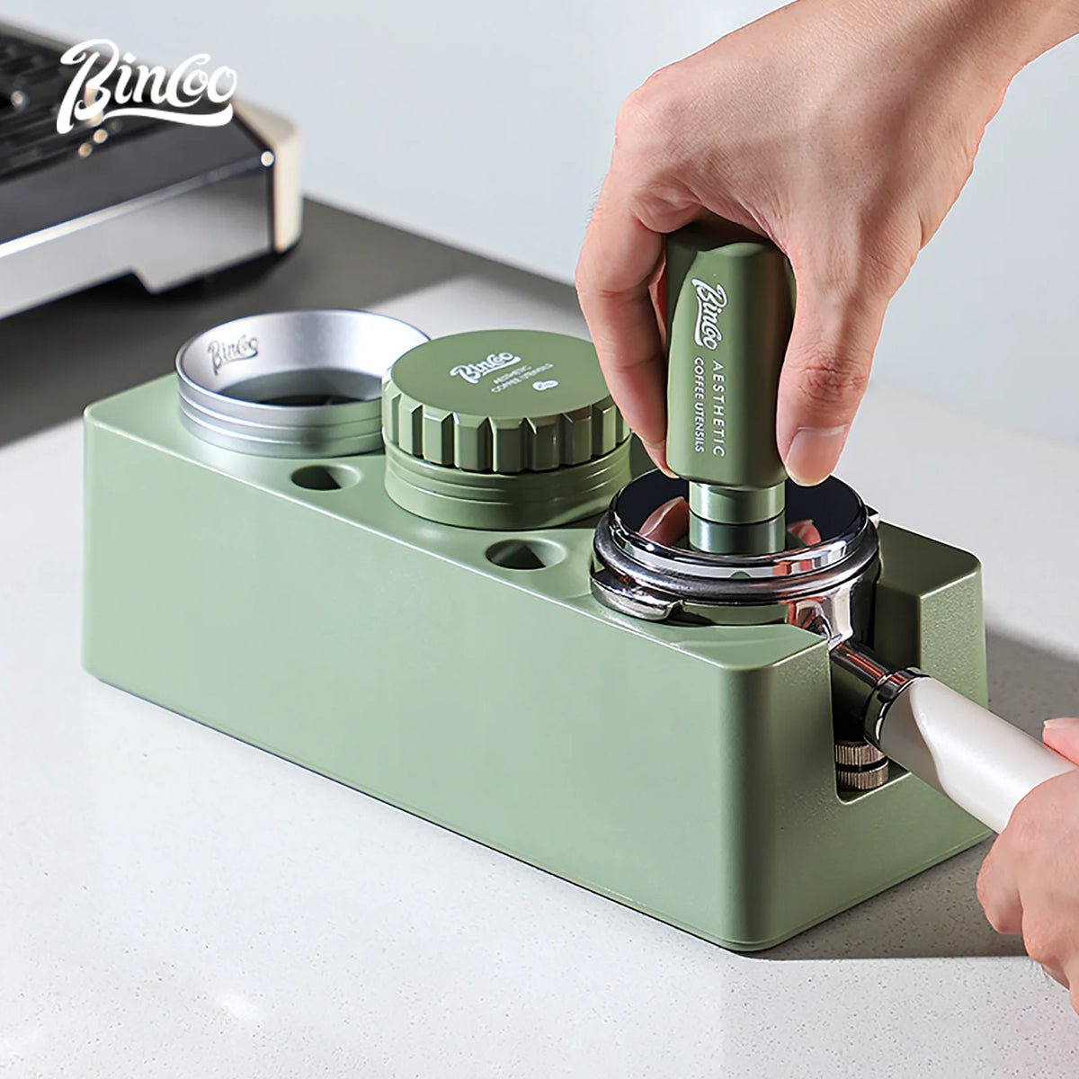 Bincoo Green Coffee Tamper & Distributor 3-Piece Kit 51/58mm Espresso Tamper Set Qst