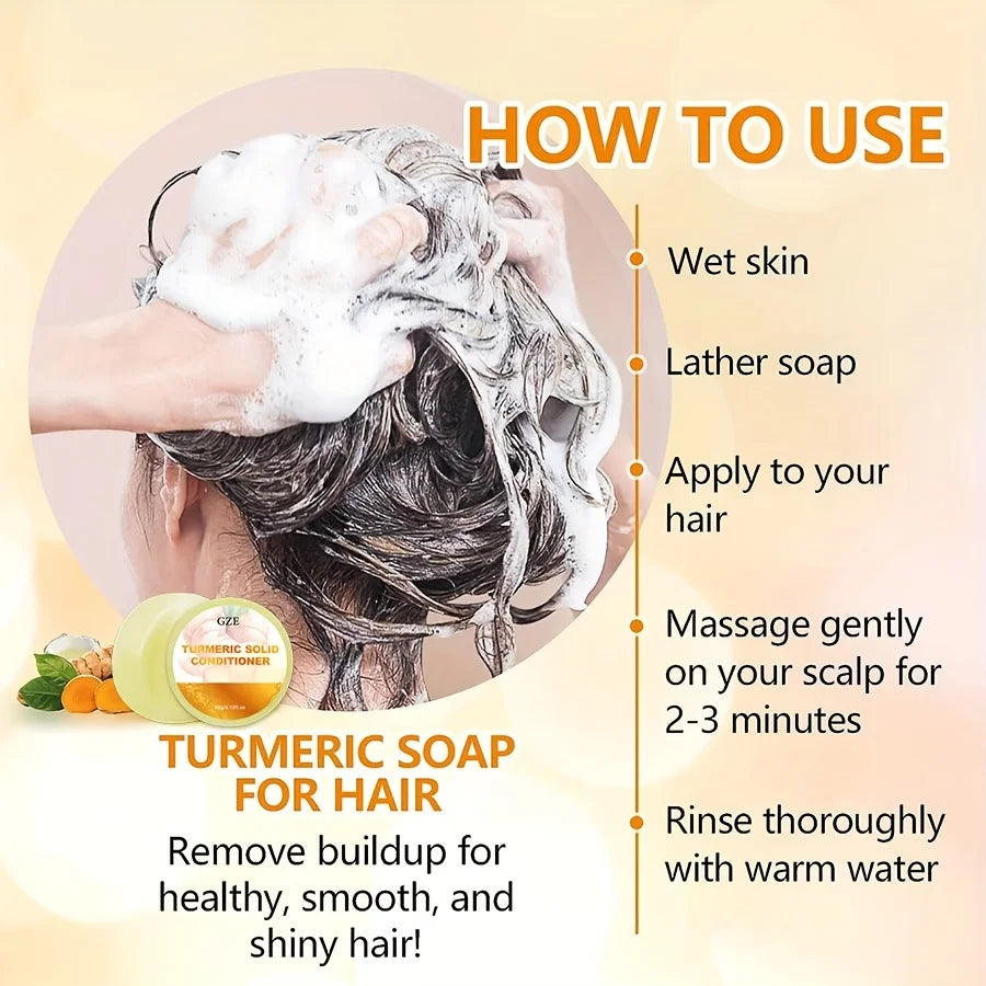 Ginger & Turmeric Solid Shampoo + Conditioner Bar | GZE Solid Shampoo Bar Qme