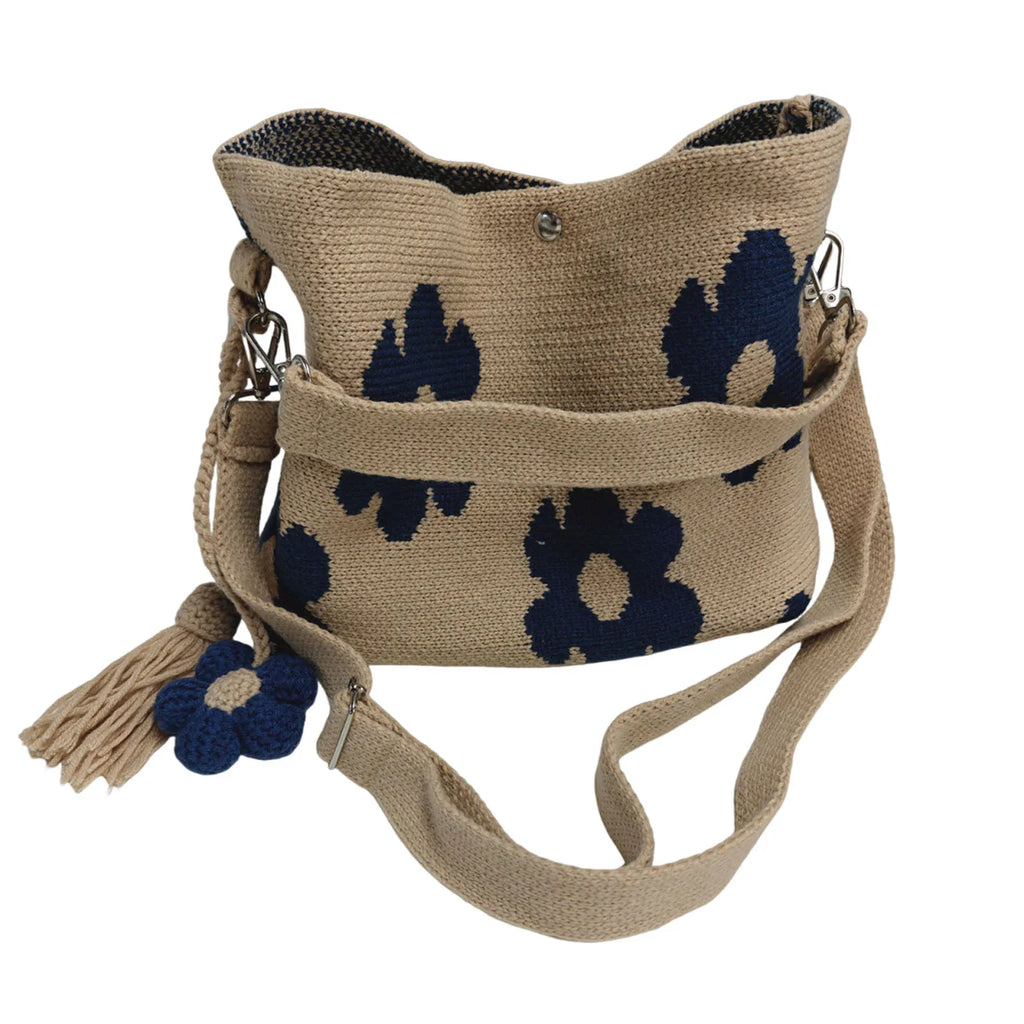 Boho Beach Handbag Embroidery Flower Tassel Bucket Bag Boho Bucket Handbag Qme