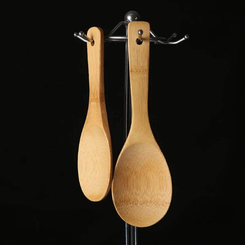 Wooden Rice Paddle Spoon – Natural Acacia & Bamboo Serving Scoop Wooden Serving Spoon Qst