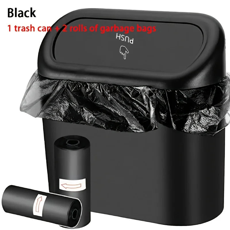 Mini Car Trash Can with Garbage Bags – Leak-Proof | Qme Car Trash Can Qme Black