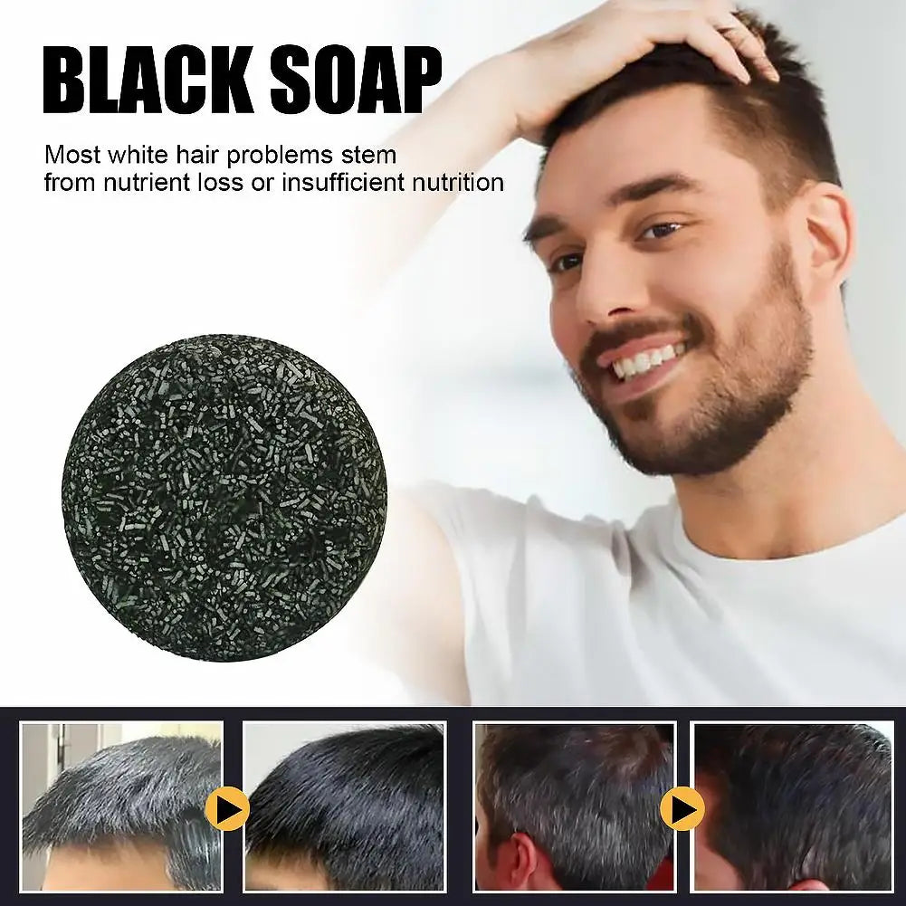 Men's Gray Darkening Shampoo Bar – Black Hair & Beard Soap Darkening Shampoo Bar Qme