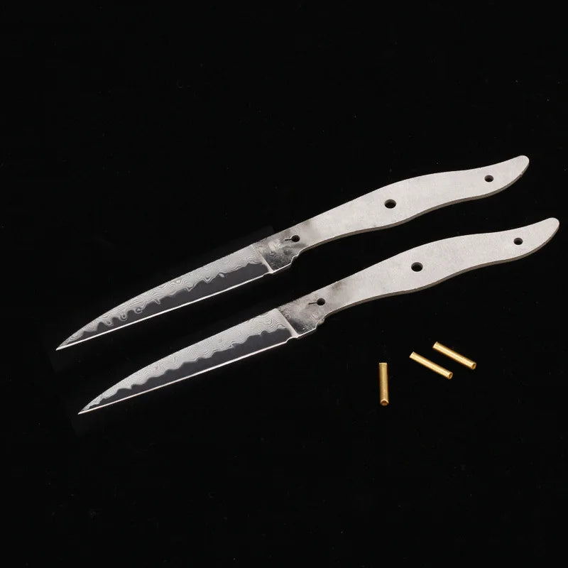 Damascus Steel Fixed Blade Knife Blank – DIY Camping & Hunting Knife Making Blank Qst