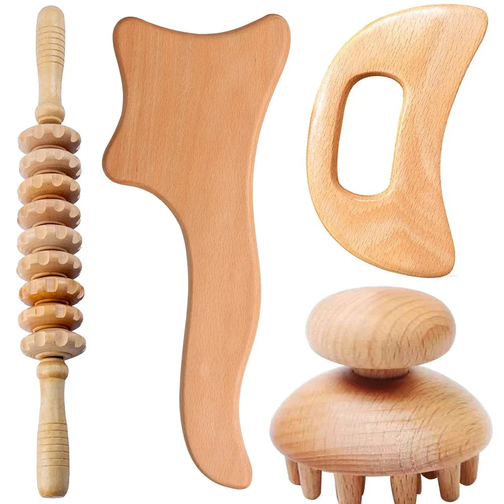Wooden Therapy Massage Set – Gua Sha & Maderoterapia Tools Wooden Massage Set Qst 4PCS-2