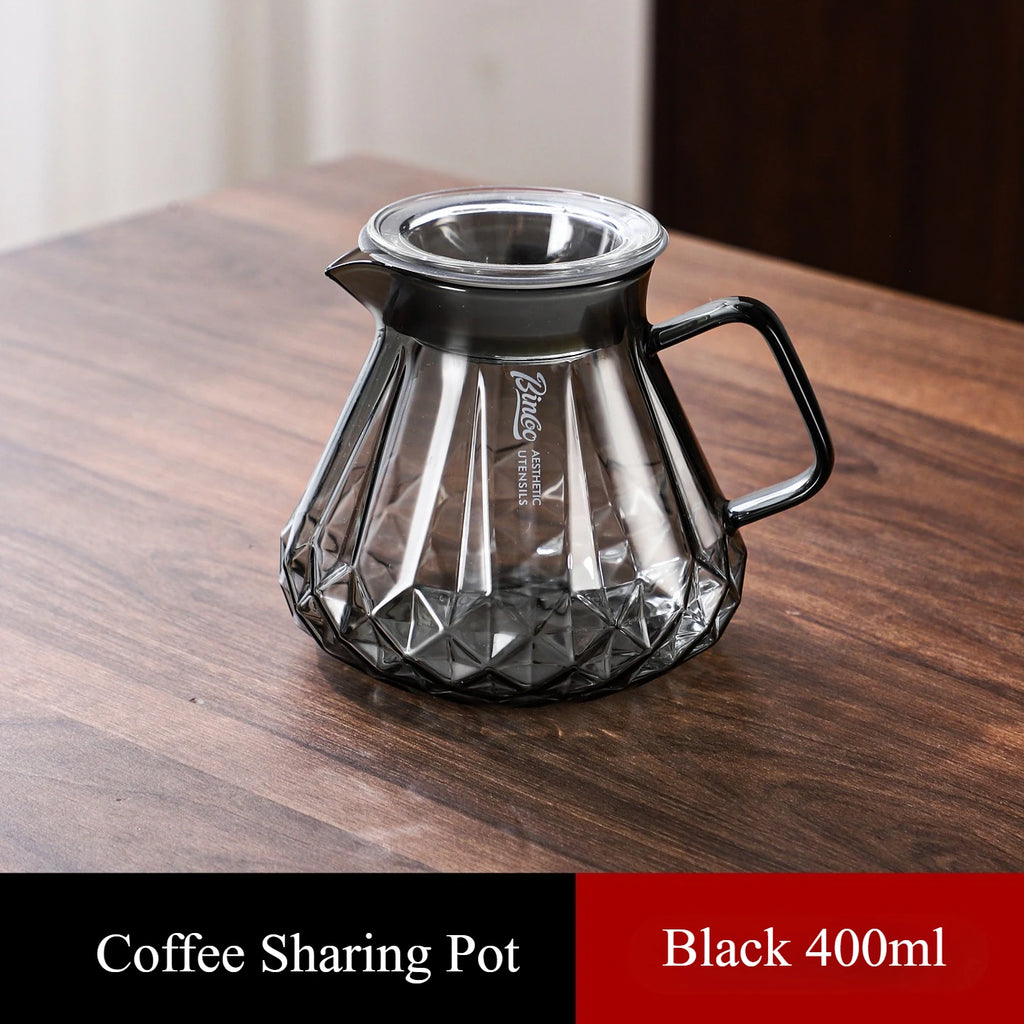 Bincoo Borosilicate Glass Coffee Sharing Pot 400ML/600ML Coffee Sharing Pot Qst Black-600ml