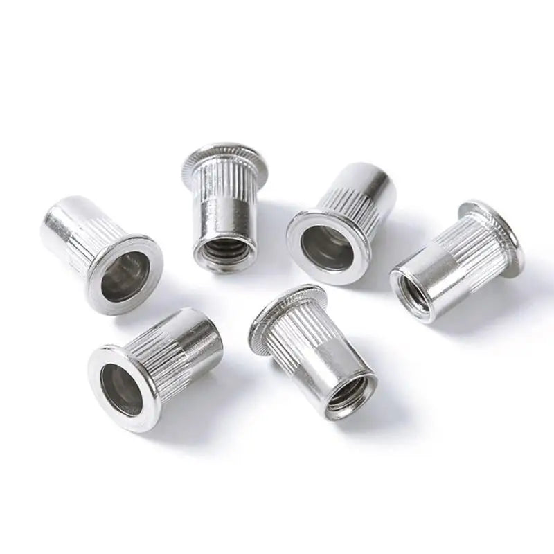 304 Stainless Steel Flat Head Knurled Rivet Nuts M3–M12 Rivet Nuts Qme