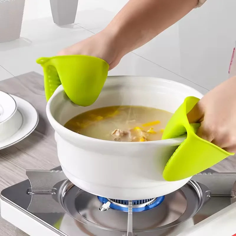 Silicone Pot Holder Clips – Heat-Resistant Kitchen Grippers 2pc Silicone Pot Holder Qst