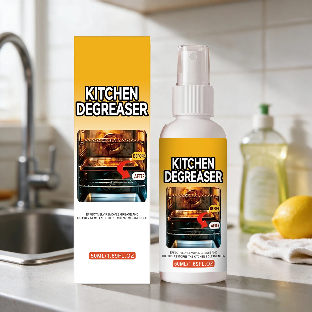 50ml Kitchen Degreaser Spray – Deep Clean & Restore Gloss Kitchen Degreaser Spray Qst