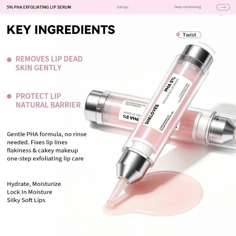 PHA 5% Exfoliating Lip Serum – Nourishing & Plumping 10ml Lip Serum Qst