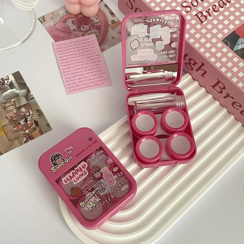 Cute Mini Contact Lens Case Travel Kit – Portable Storage Set Contact Lens Case Qst