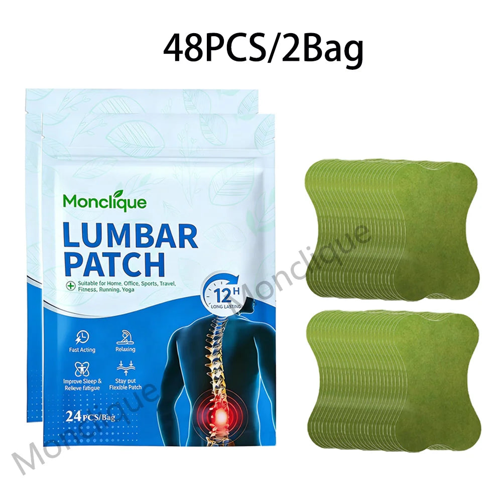 Lumbar Moxibustion Patch – Wormwood Hot Compress Waist Sticker Massage Patch Qst 48Pcs