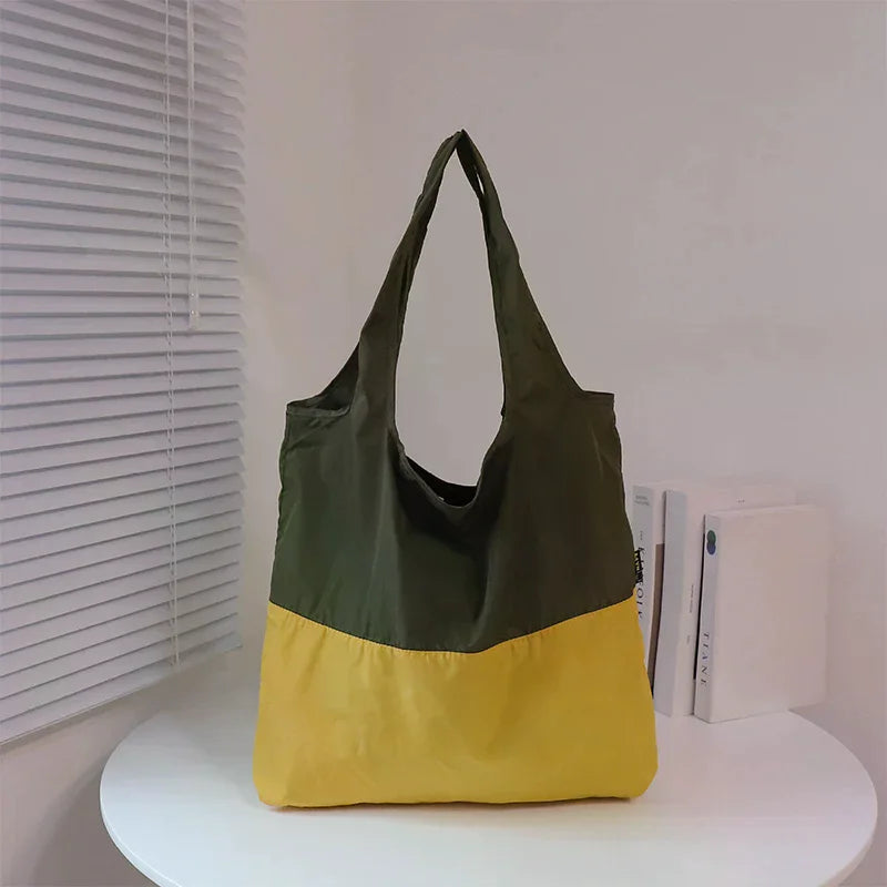 Foldable Color-Block Eco-Friendly Shopping Bag | 12 Colors Foldable Tote Bag Qme