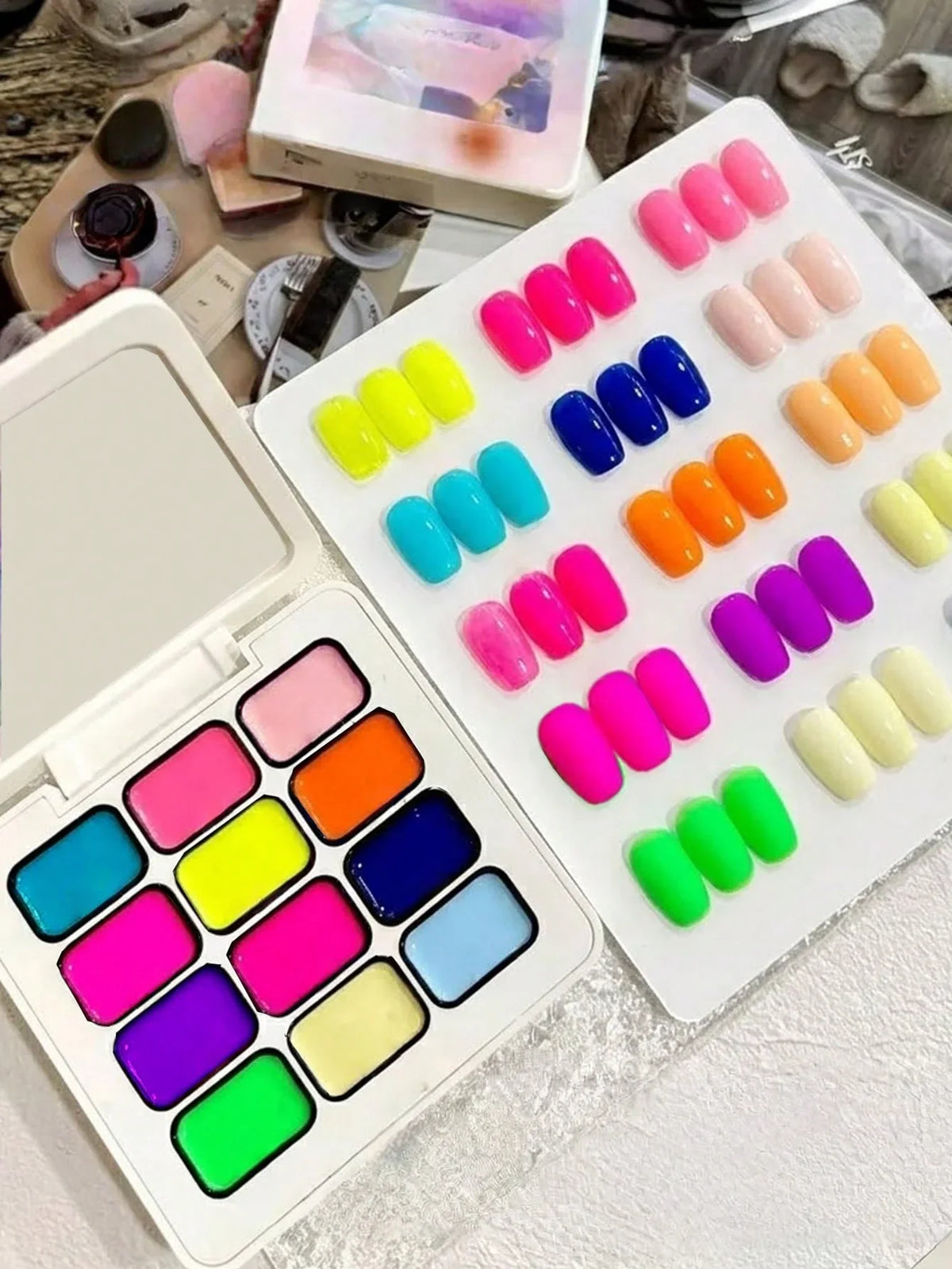 Qme 12-Color Fluorescent Gel Polish Set – UV Gradient Nail Art UV Gel Nail Polish Qme