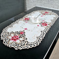 Oval Vintage Embroidered Lace Tablecloth 40x85cm European Lace Tablecloth Qme Default Title