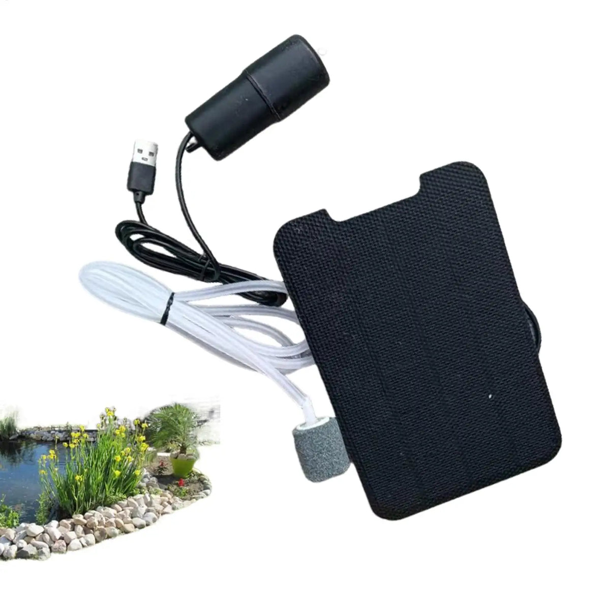 Solar Pond Aerator – Silent Air Pump, 72Hr Battery & USB Solar Pond Aerator Qst
