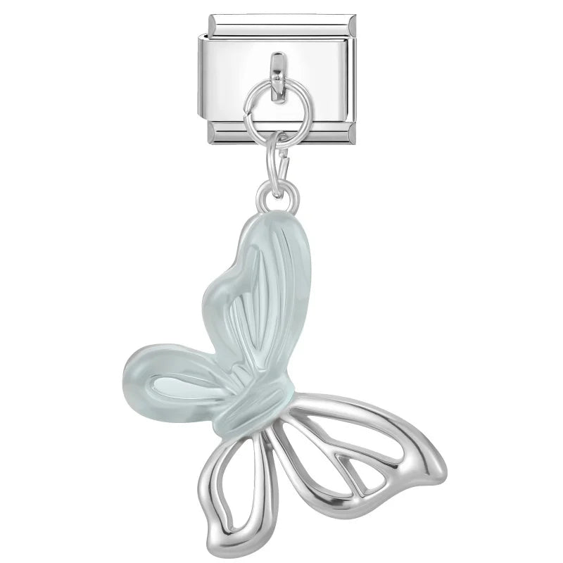 Zircon Crystal Italian Charm Link – Stainless Steel Bracelet Charm Bracelet Link Qme Style 30