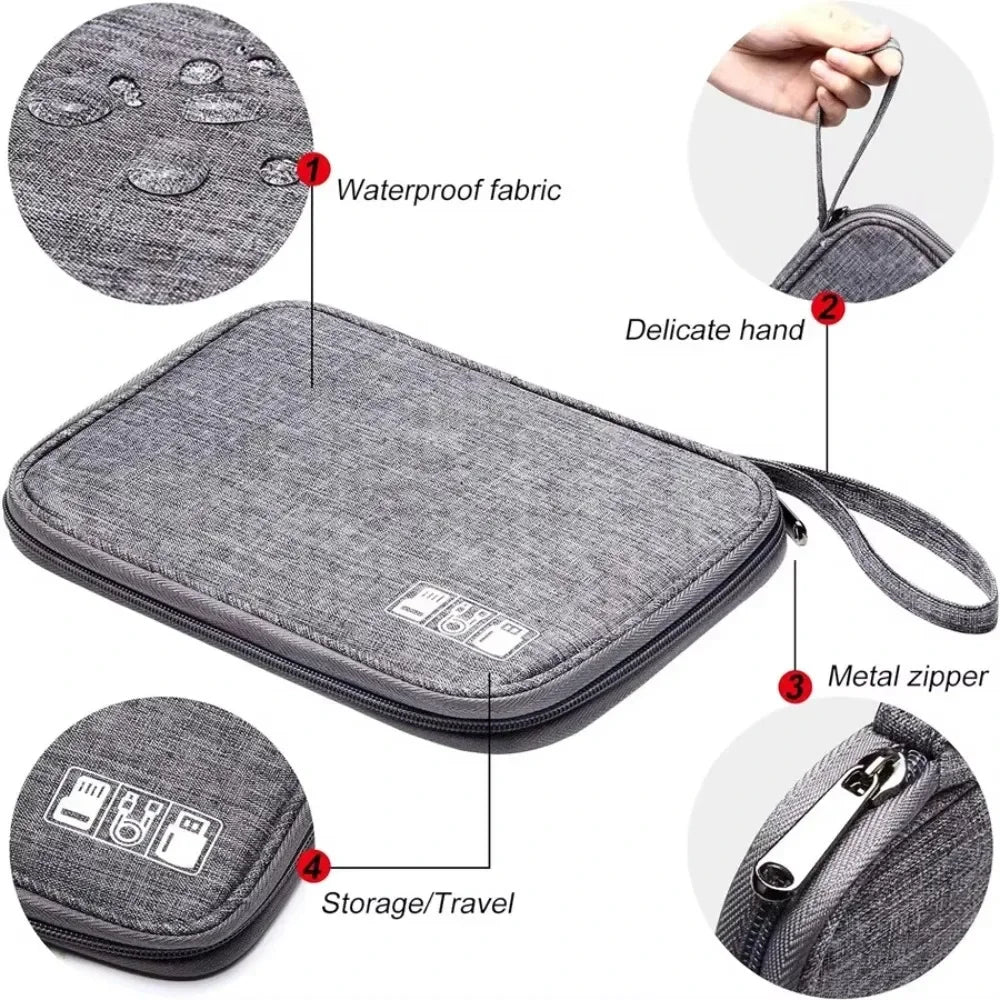 Waterproof Digital Cable Organizer Bag | Portable Storage Cable Organizer Bag Qme