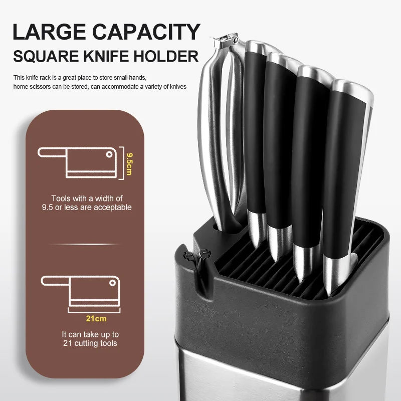 XITUO Stainless Steel Knife Block with Sharpener & Scissors Slot Knife Block Qst
