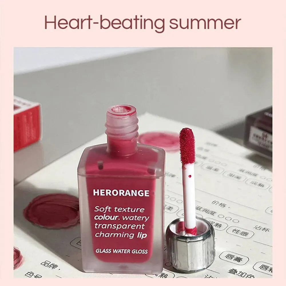 Herorange Glass Lip Glaze | Mirror Gloss Moisturizing Lip Color Lip Glaze Gloss Qme