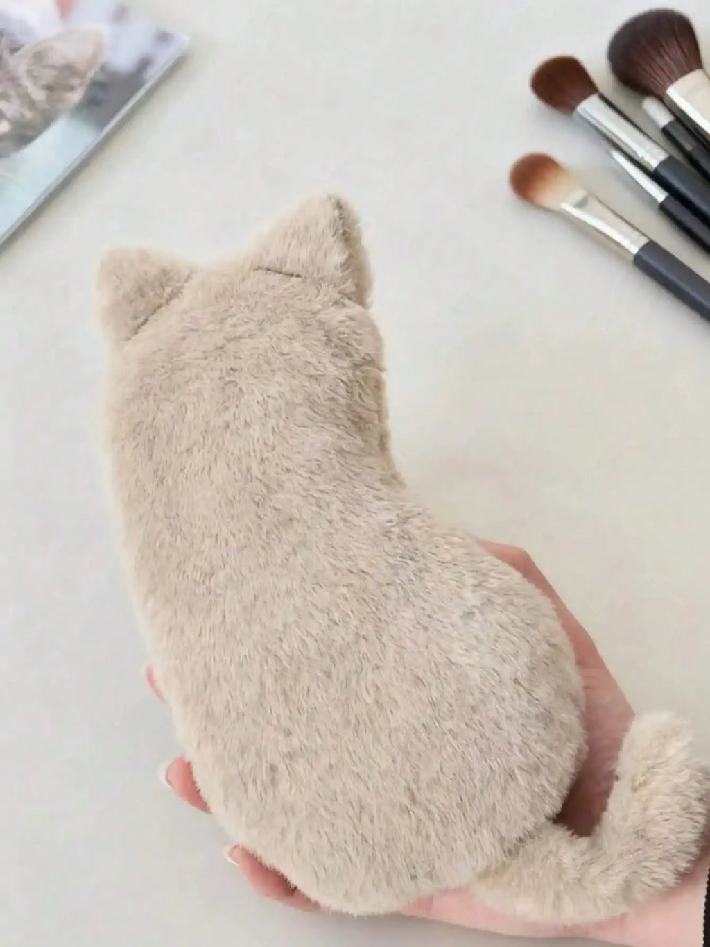 Japanese Cat Plush Pencil Case – Large Capacity Cute Pen Bag Plush Pencil Case Qme