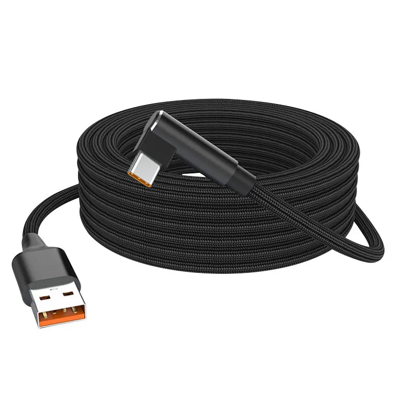 USB-A to USB-C 90° Fast Charging Cable 60W | 1m–8m USB Charging Cable Qme USB to Type C black 1m
