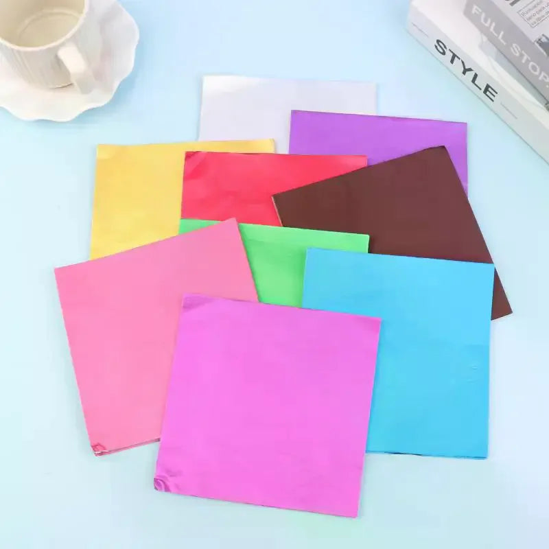 Aluminum Foil Candy Wrapping Sheets 100pcs – 9 Colors Foil Candy Wrappers Qme