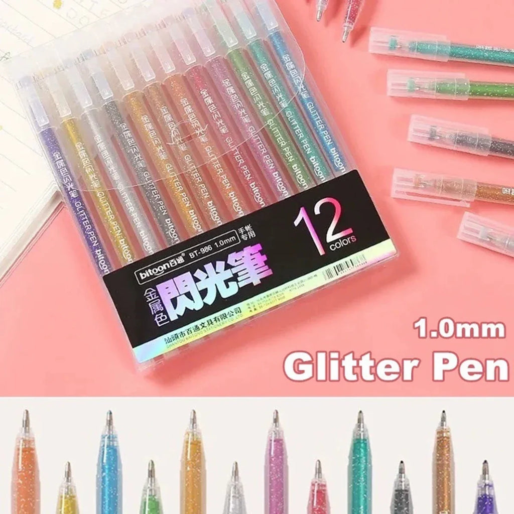 Metallic Glitter Gel Pens – Scrapbook, Journal & DIY Art Set Glitter Gel Pen Set Qme