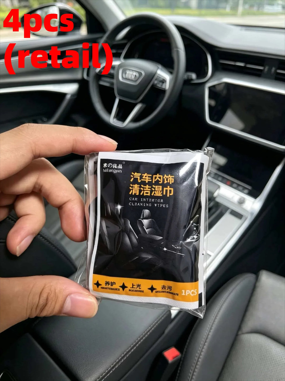 All-Purpose Car Cleaning Wet Wipes – Dust & Grease Remover Car Cleaning Wipes Qme 4pcs