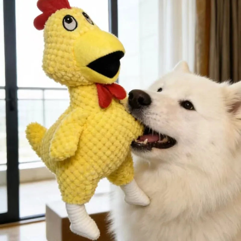 Squeaky Plush Chick Dog Toy – Interactive Puppy Chew Toy Squeaky Plush Dog Toy Qme
