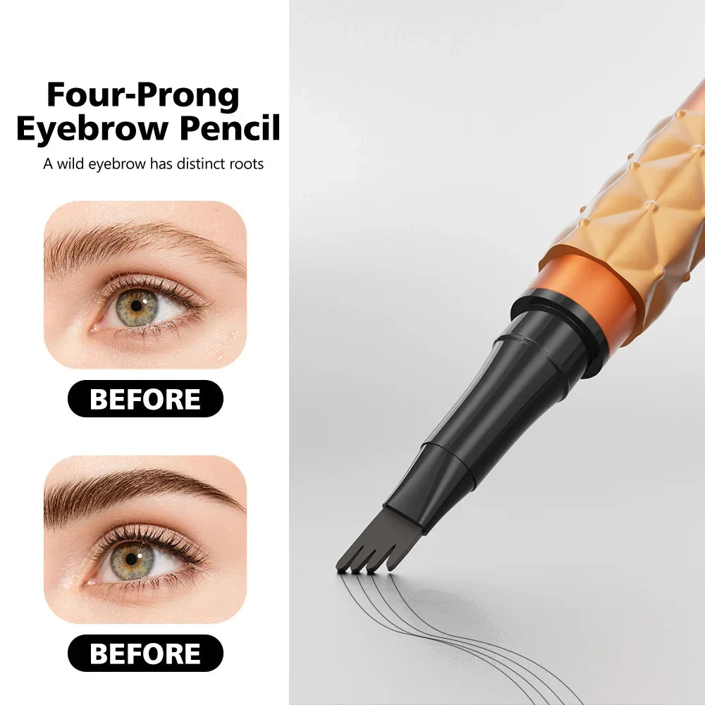 Qme 4-Fork Tip Liquid Eyebrow Pen – Waterproof, 5 Colors Liquid Eyebrow Pen Qme