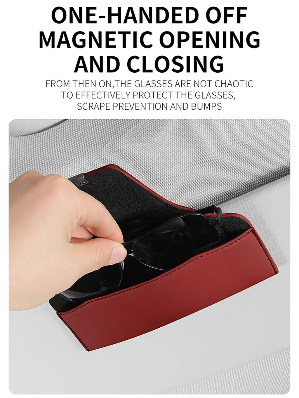 Magnetic Sun Visor Sunglasses Case & Glasses Holder for Car Car Glasses Holder Qme
