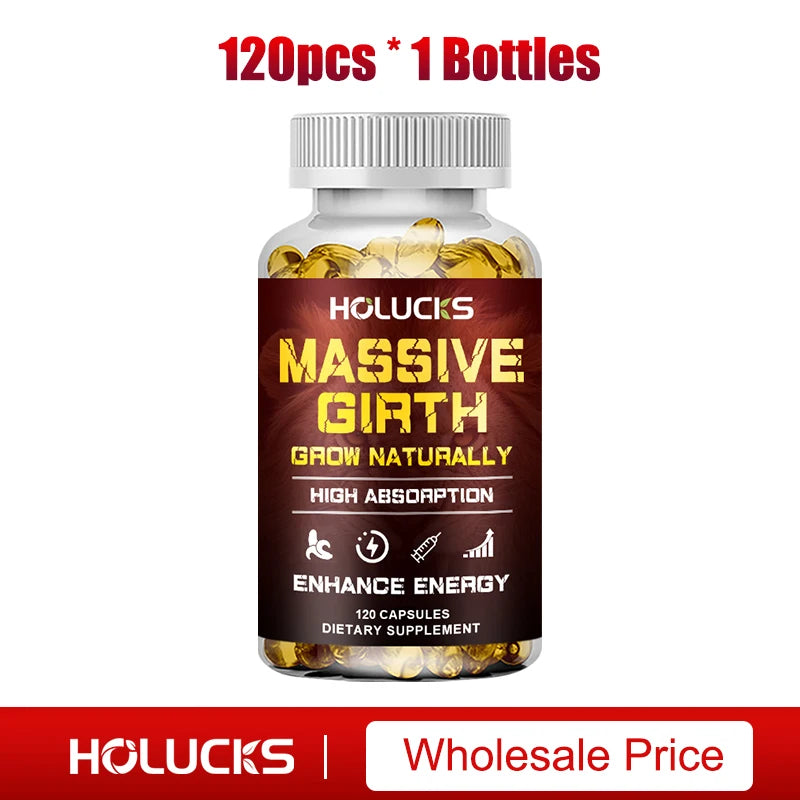 HOLUCKS Massive Girth Vegan Supplement – Stamina & Vitality Vegan Wellness Supplement Qst 1 Bottles 120pcs