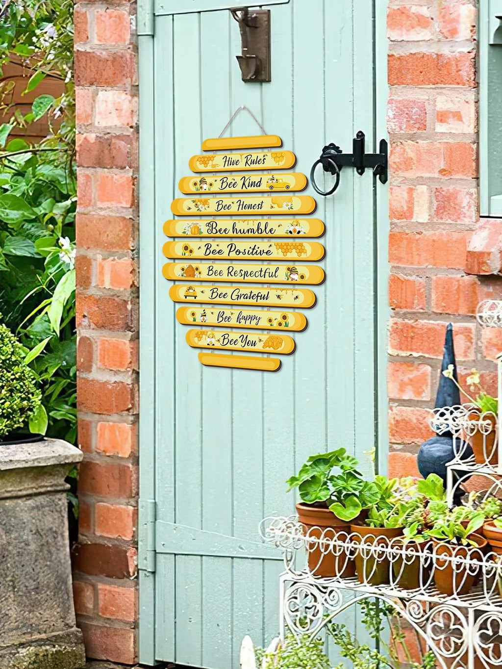 Bee Beehive Rules Wooden Wall Plaque – Bumblebee Home Decor Wooden Wall Plaque Qme