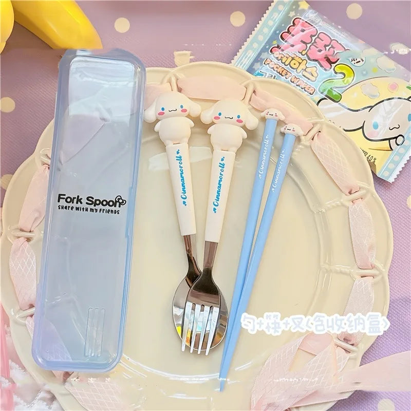 Hello Kitty Kids Portable Stainless Steel Spoon & Fork Set Kids Cutlery Set Qme 9