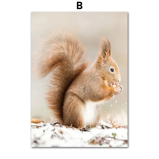 Forest Winter Landscape Canvas Wall Art – Snow & Animal Print Canvas Wall Art Qst