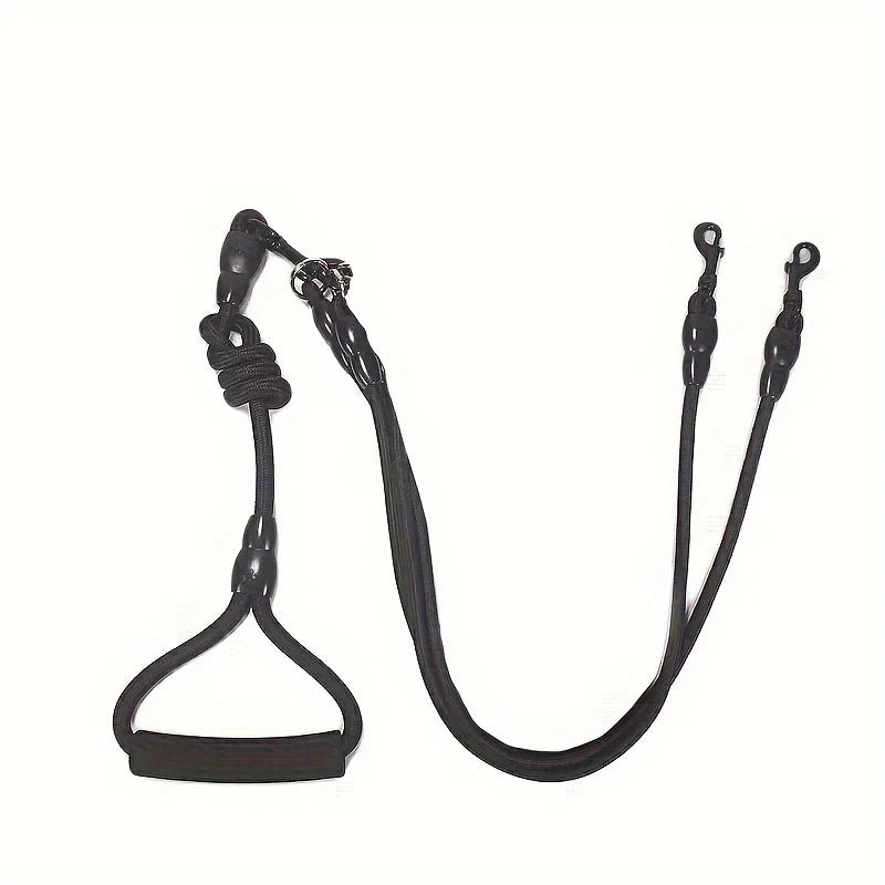Double Ended Dog Leash – Cushioned Handle & 360° Swivel Clips Dog Leash Qme black