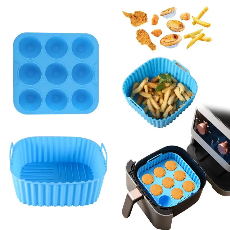 Silicone Non-Stick Cupcake Molds & Baking Trays – 2pc Set Silicone Baking Molds Qme Blue