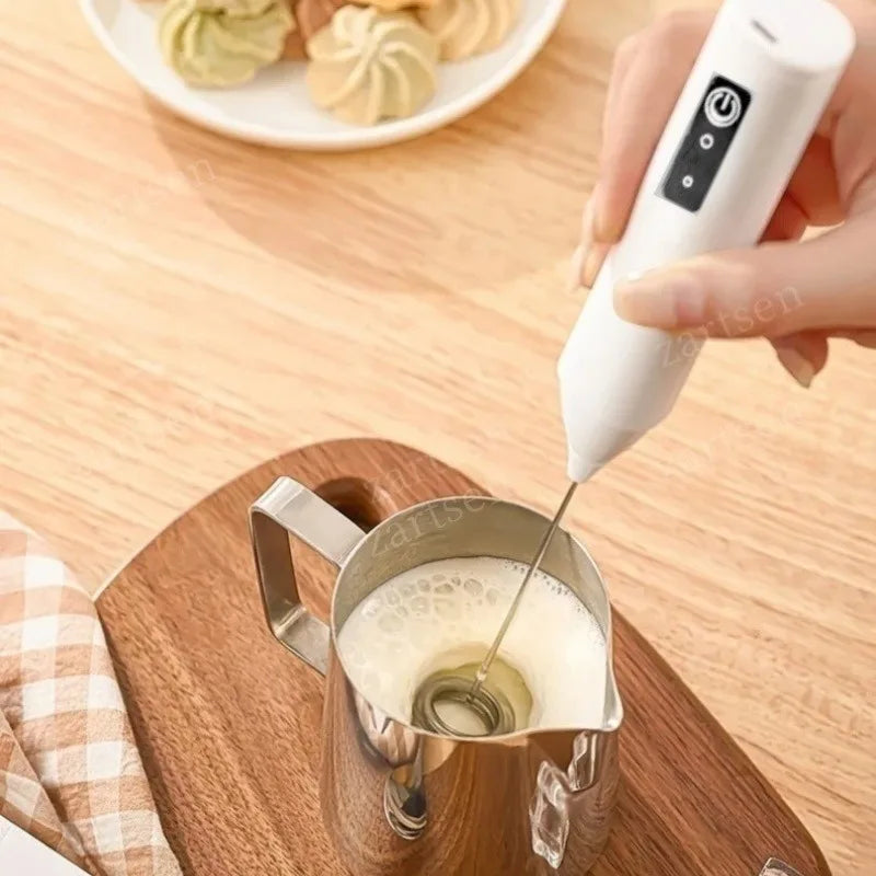 ZARTSEN Mini USB Rechargeable Milk Frother – 3-Speed Foam Maker Milk Frother Qst