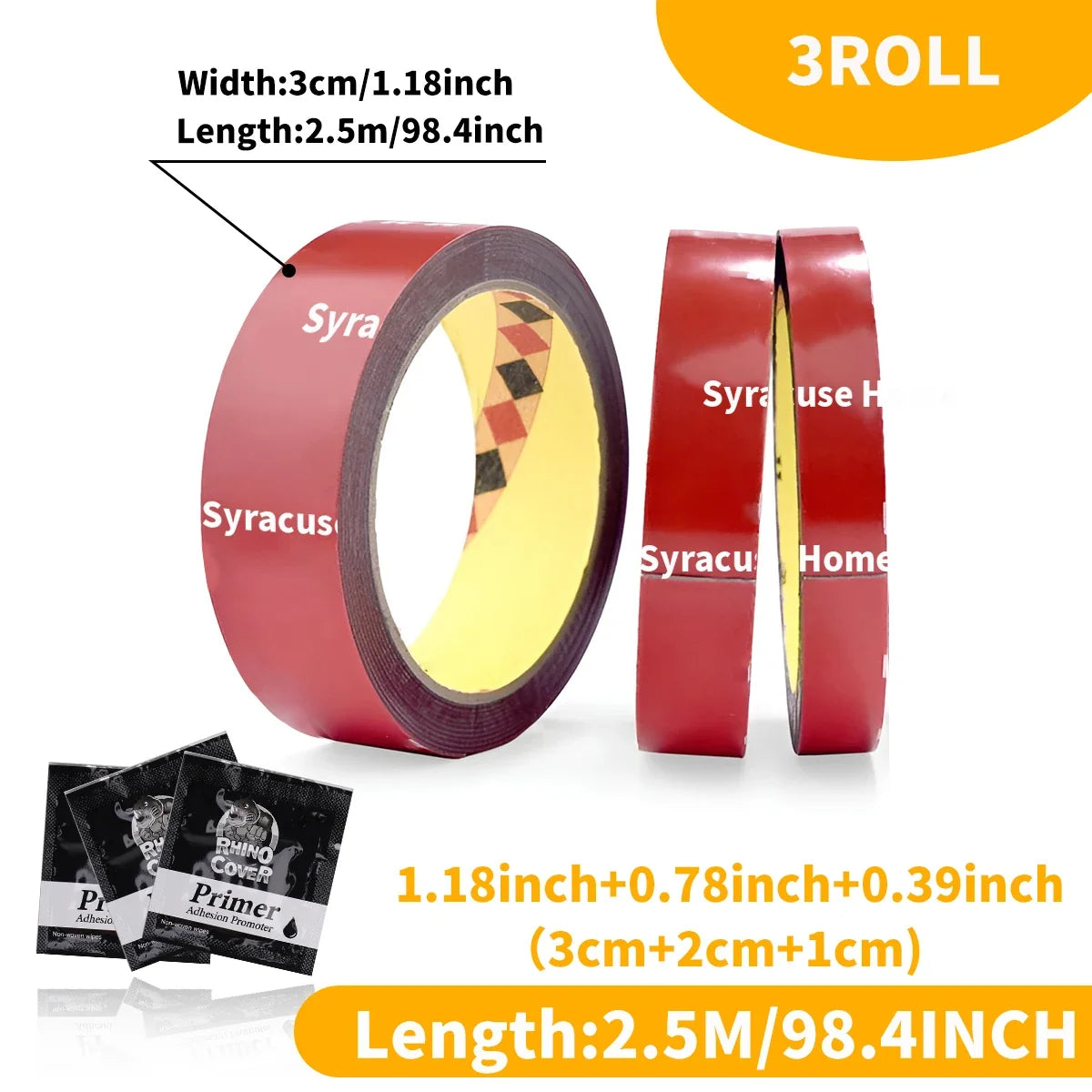 Double Sided Tape – Waterproof Indoor, Car & Craft Adhesive Double Sided Tape Qme 3Roll