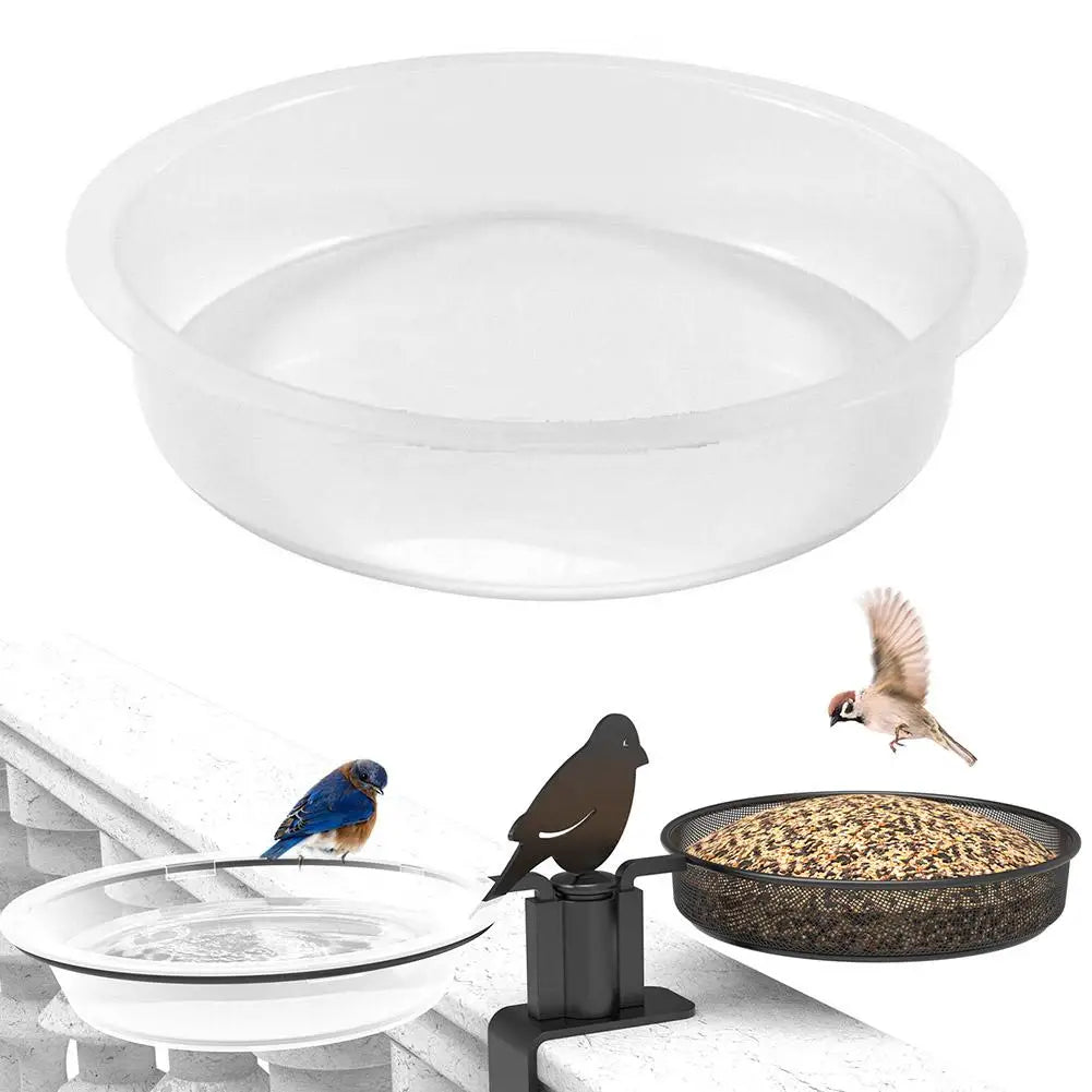 Transparent Circular Bird Feeder Bowl | Plastic Feeding Dish Bird Feeder Bowl Qme