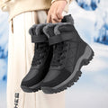 Women's Warm Plush Mid-Calf Snow Boots – Waterproof Lace-Up Women's Snow Boots Qst Black 44