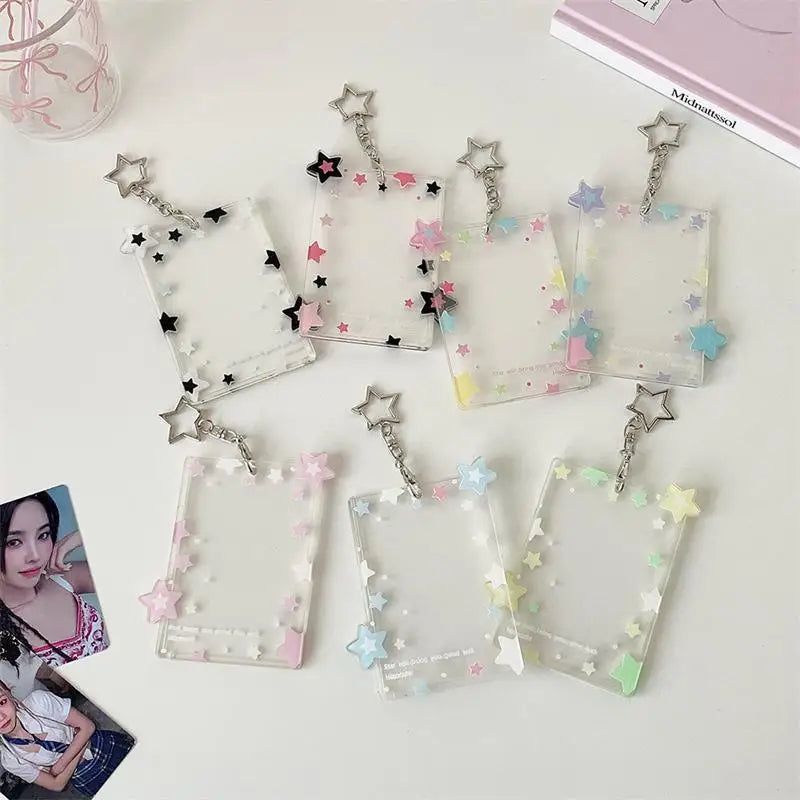 Colorful Star Acrylic Photocard Holder Pendant & Organizer Photocard Holder Pendant Qme