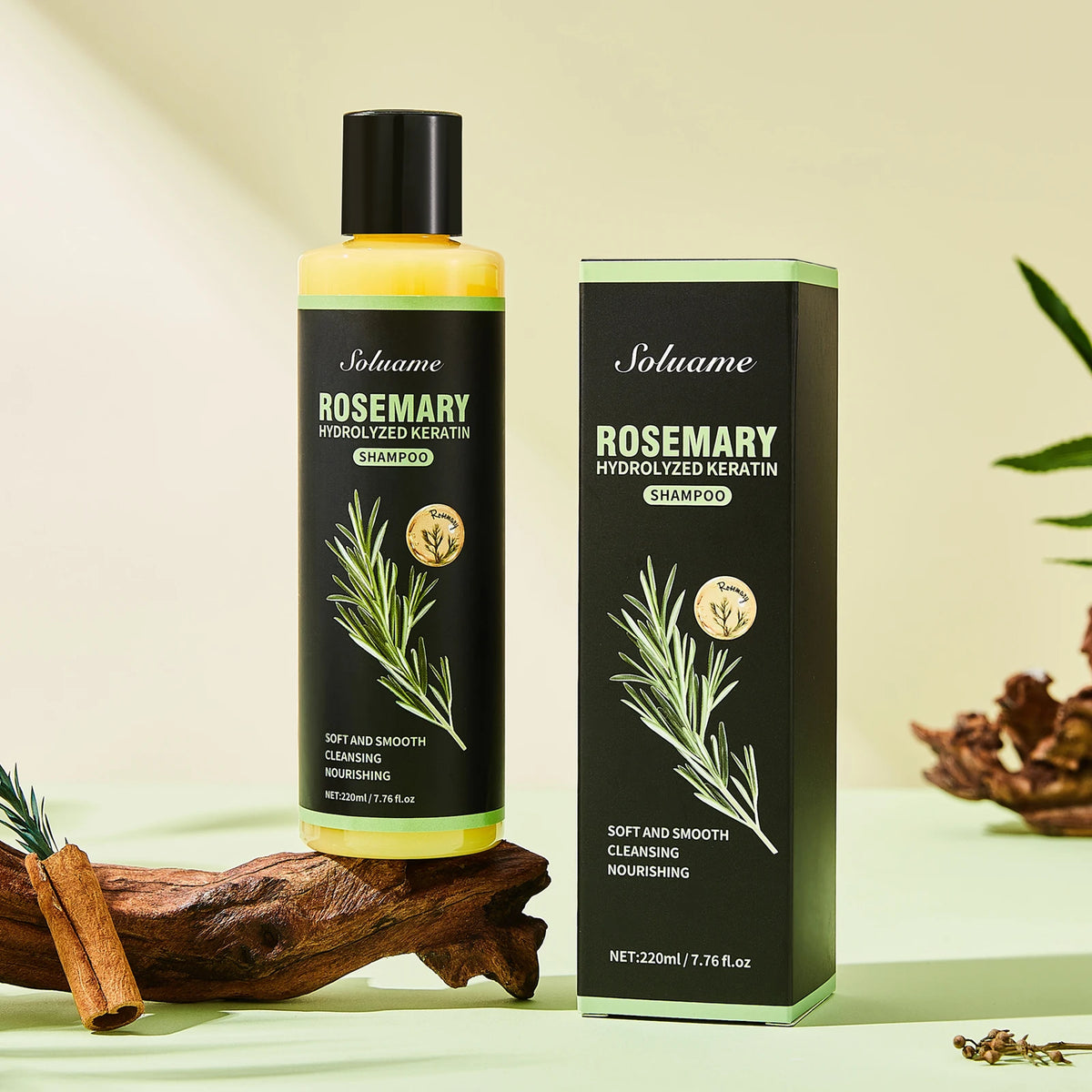 Rosemary Shampoo with Hydrolyzed Keratin – Smooth Frizzy Hair Keratin Shampoo Qst 220 ml