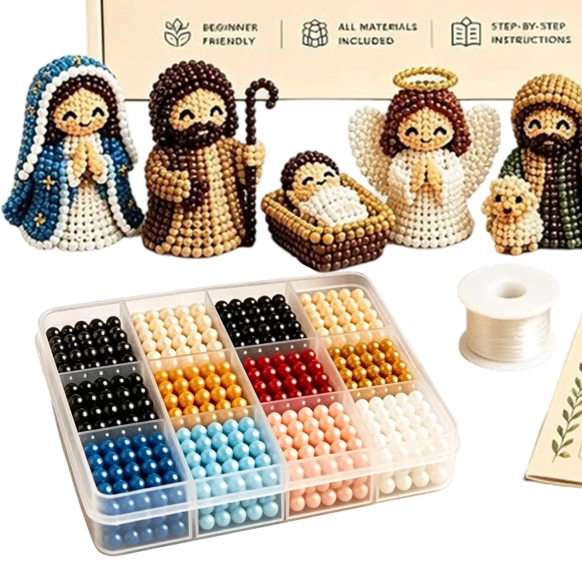 Nativity Bead Craft Kit – 3D Beaded Christmas Figurines Bead Craft Kit Qme