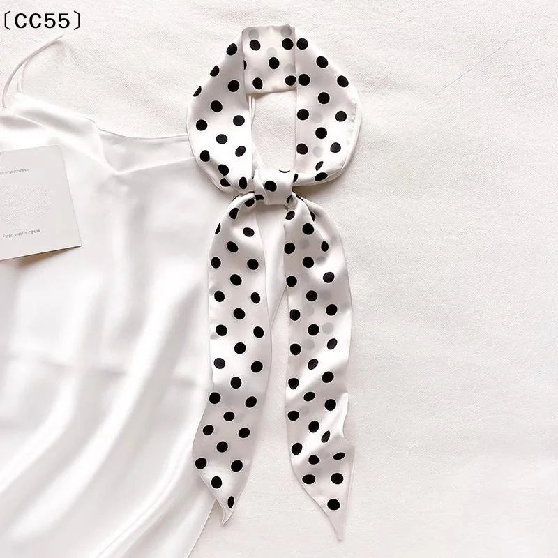 Women's Polka Dot Narrow Long Scarf – Ribbon, Headband & Bag Tie Narrow Long Scarf Qst