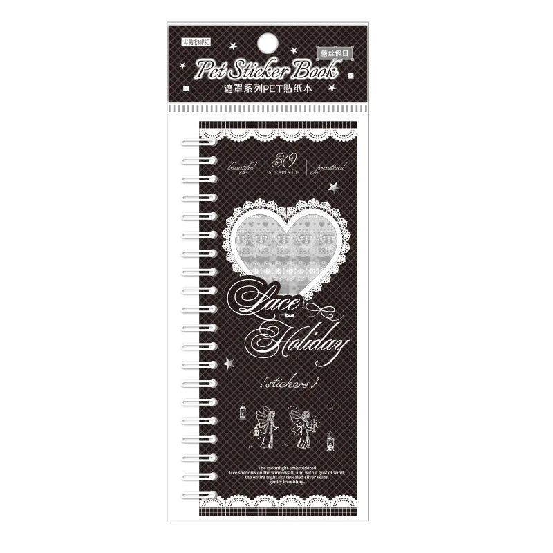 Lace Die Cut Stickers Book – 30 Pcs Aesthetic Journal Decor Die Cut Sticker Book Qme